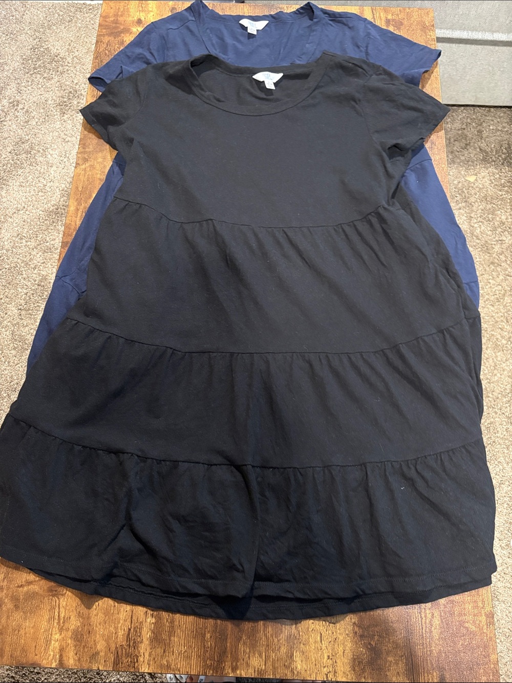 2- Woman’s  Tiered Short-Sleeve Dress - Black and Navy